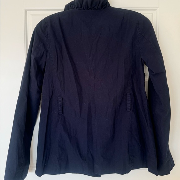 J Crew Women’s Size 0 Cotton Blazer Navy‎ Ruffle Collar Y2K Button Front - Picture 7 of 7